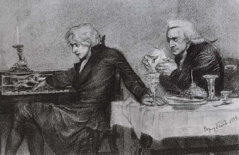 Mikhail Vrubel Salieri Pouring Poison Into Mozart's Glass Norge oil painting art